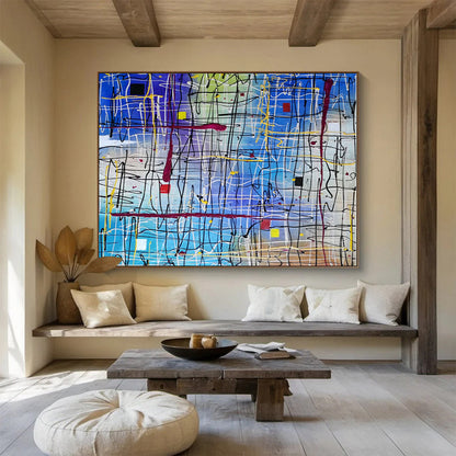 Oversized Canvas Art Multicolor Abstract Expressionist Painting WB150