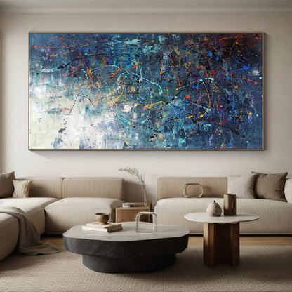 Unique Abstract Art Multicolor Splatter Abstract, Large Contemporary Wall Art HS243