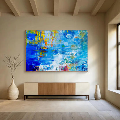 Big Size Blue, Yellow and Red Abstract Surreal Painting WB105