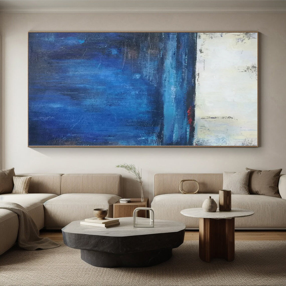 Acrylic Modern Art Paintings Blue Abstract Seaside Painting For Sale HS096