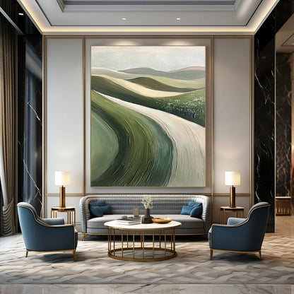 Green, Beige Abstract Landscape Art For Living Room and Sunroom WS438