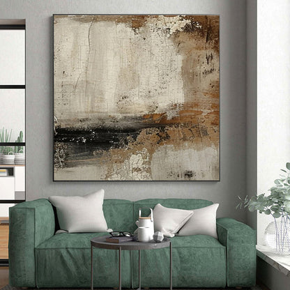 Modern Art Acrylic with Beige, Brown, Black and Gray Colors, Textured Abstract Theme HS489