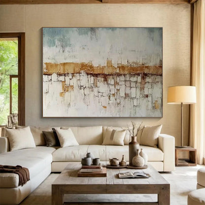 Big Size Brown and White Textured Cityscape Abstract Painting WB241