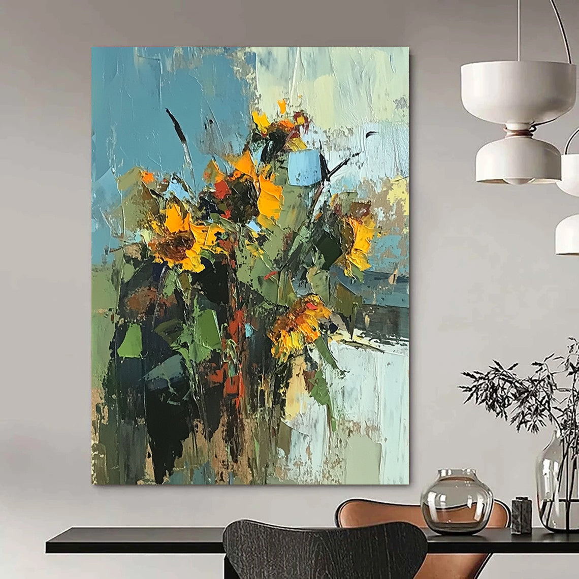 Yellow, Green Abstract Floral Art For Kitchen and Sunroom WS440