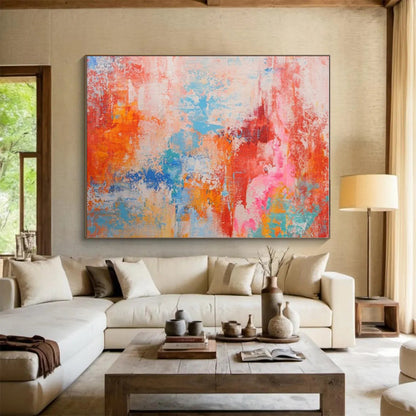 Handmade Art Multicolor Textured Abstract, Large Painting In Living Room HS284
