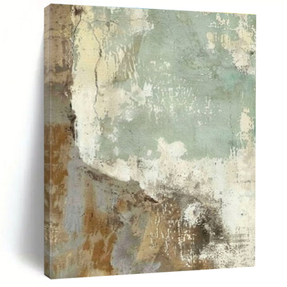 Handmade Art Beige, Green, and Brown Textured Abstract Art HS738