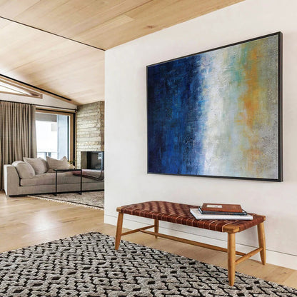 Huge Size Blue, White and Yellow Abstract Gradient Painting WB153