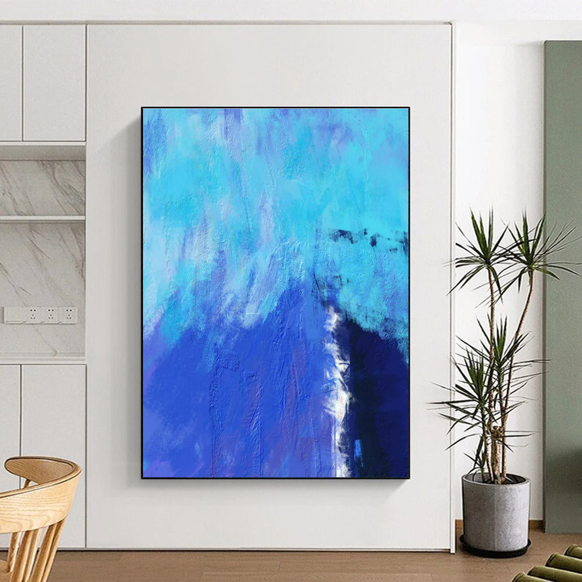 Acrylic Modern Art Paintings Blue and Turquoise Textured Abstract Painting On Canvas HS809