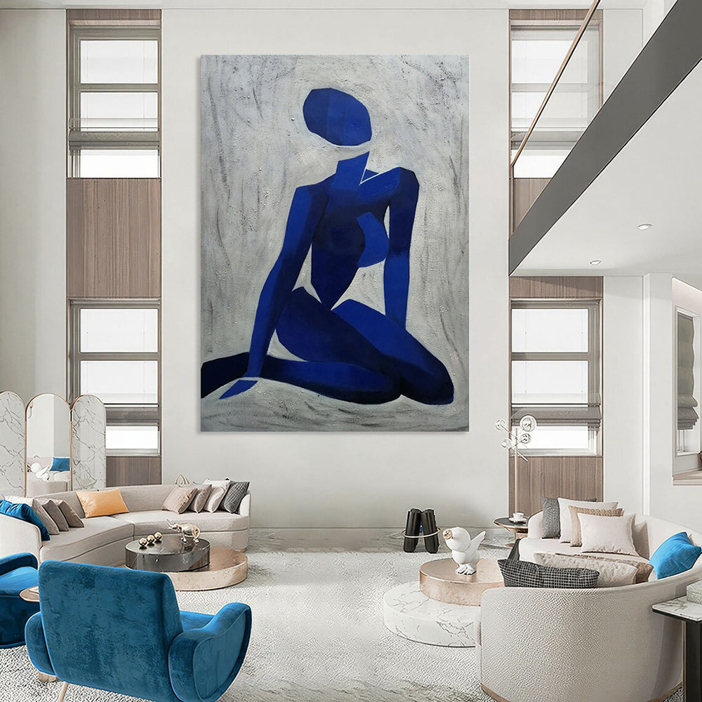 Blue, White Abstract Figurative Art For Bedroom and Art Studio WS426