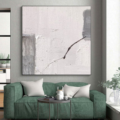 Handmade Art Gray & White Textured Abstract, Minimalist Canvas Art HS265