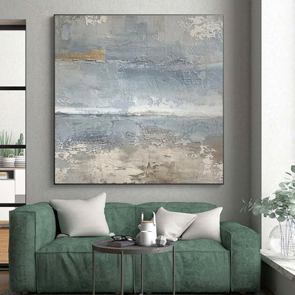 Hand Painted Art Gray and Beige Textured Abstract Painting On Canvas HS817