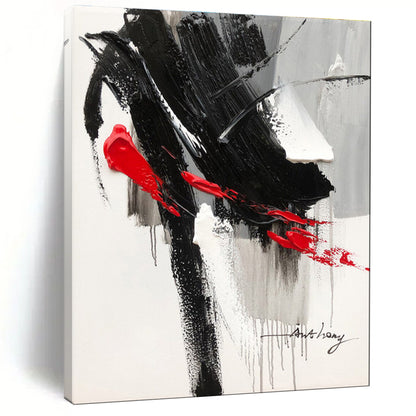 Cool Abstract Paintings Black, White, and Red Dynamic Abstract Painting On Canvas HS793