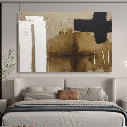 Brown, Black, White Abstract Geometric Art For Sale WB390
