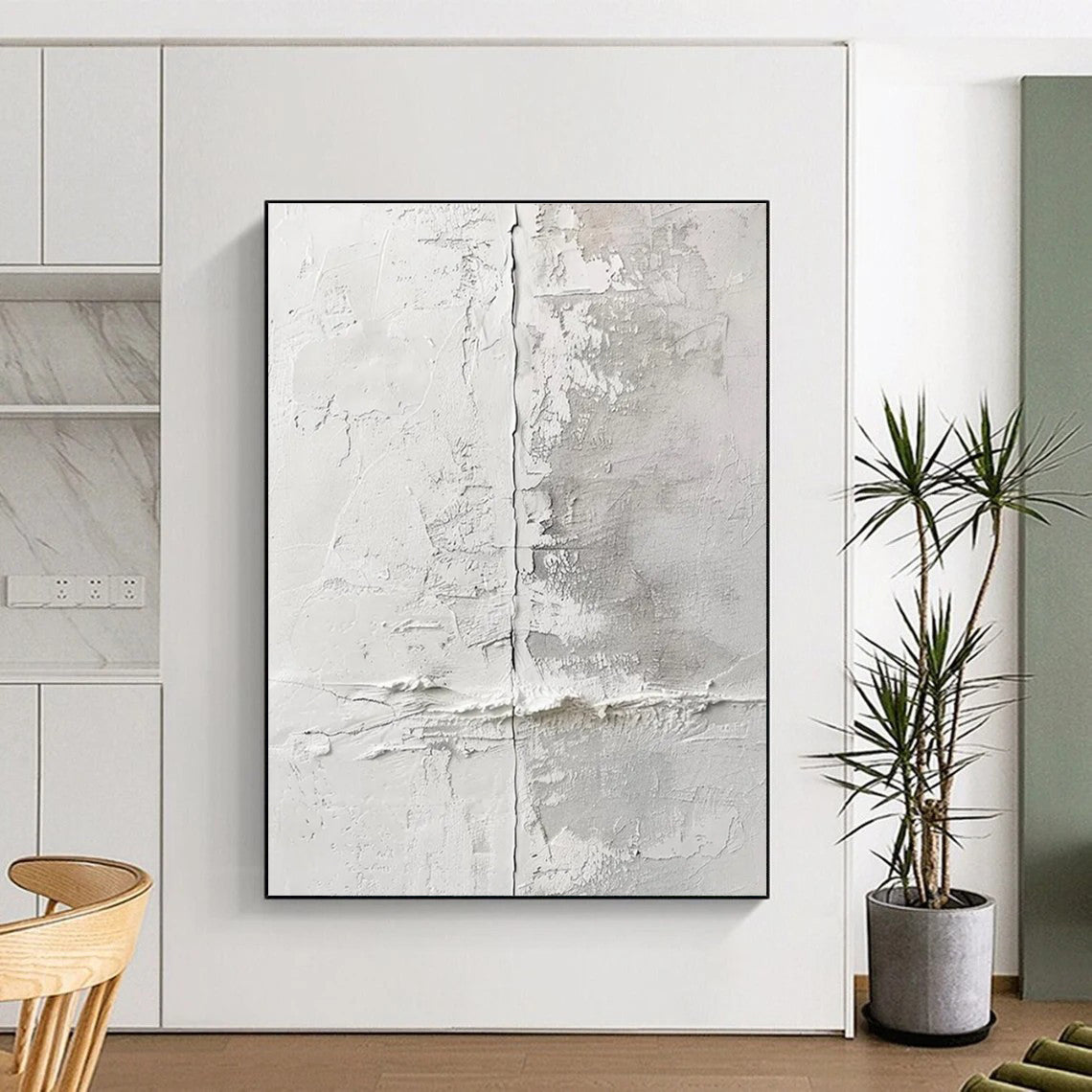Minimalist Canvas Art White Textured Abstract, Handmade Art HS228
