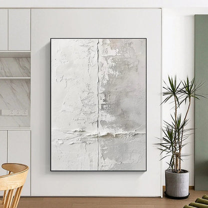 Minimalist Canvas Art White Textured Abstract, Handmade Art HS228