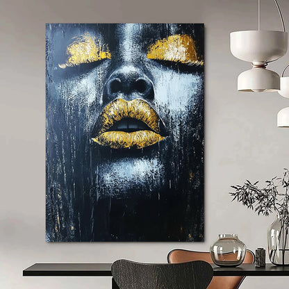 Black, Gold Abstract Figurative Art For Bedroom and Art Studio WS441