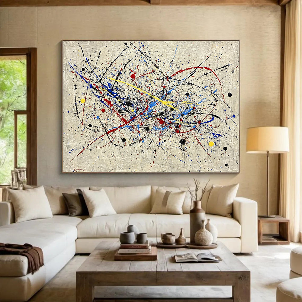 Oversized Canvas Art in Multicolor Splatter Abstract Style WB251