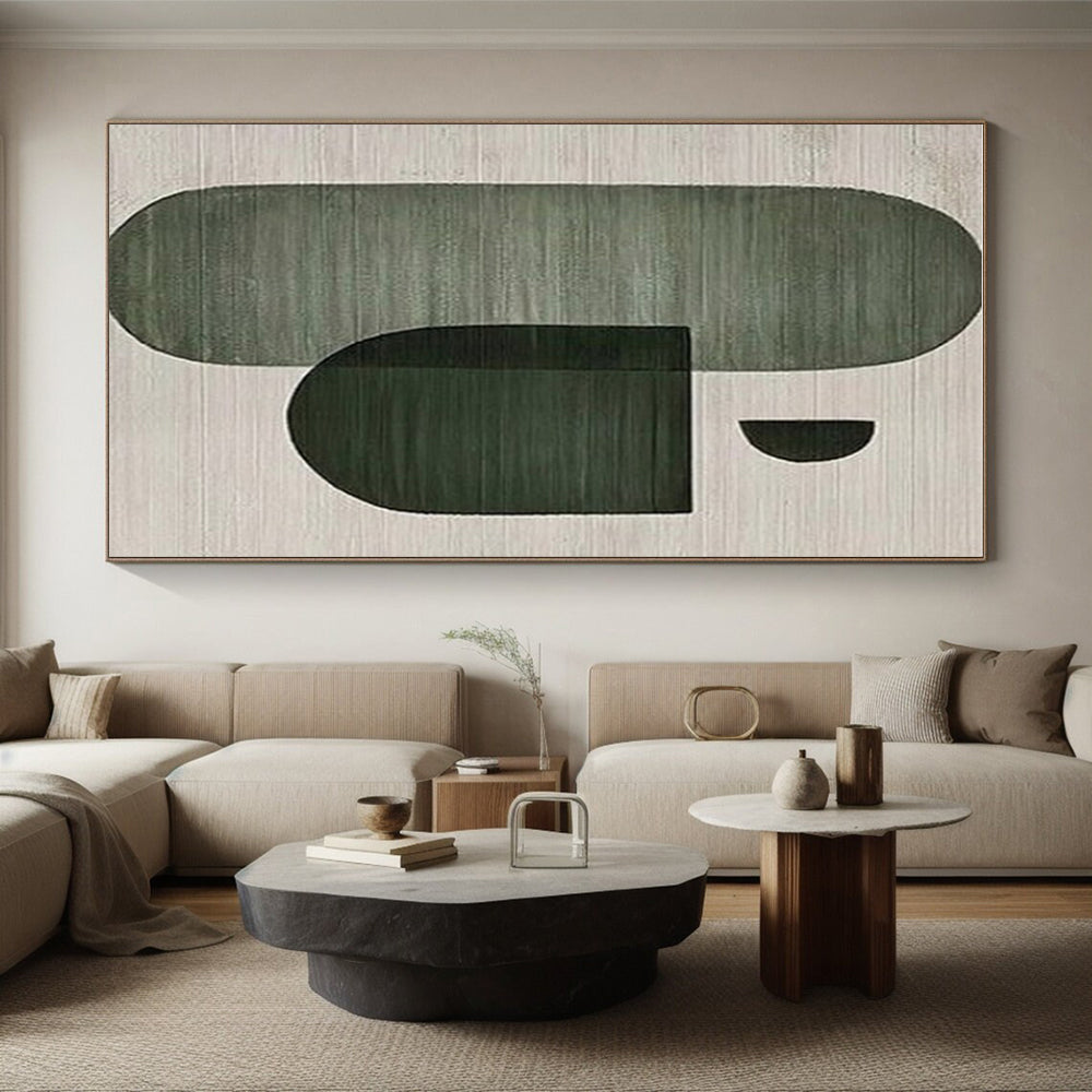 Unique Abstract Art Green Geometric Shapes Abstract Art, Minimalist Canvas Art HS554