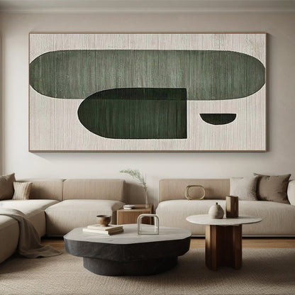 Unique Abstract Art Green Geometric Shapes Abstract Art, Minimalist Canvas Art HS554