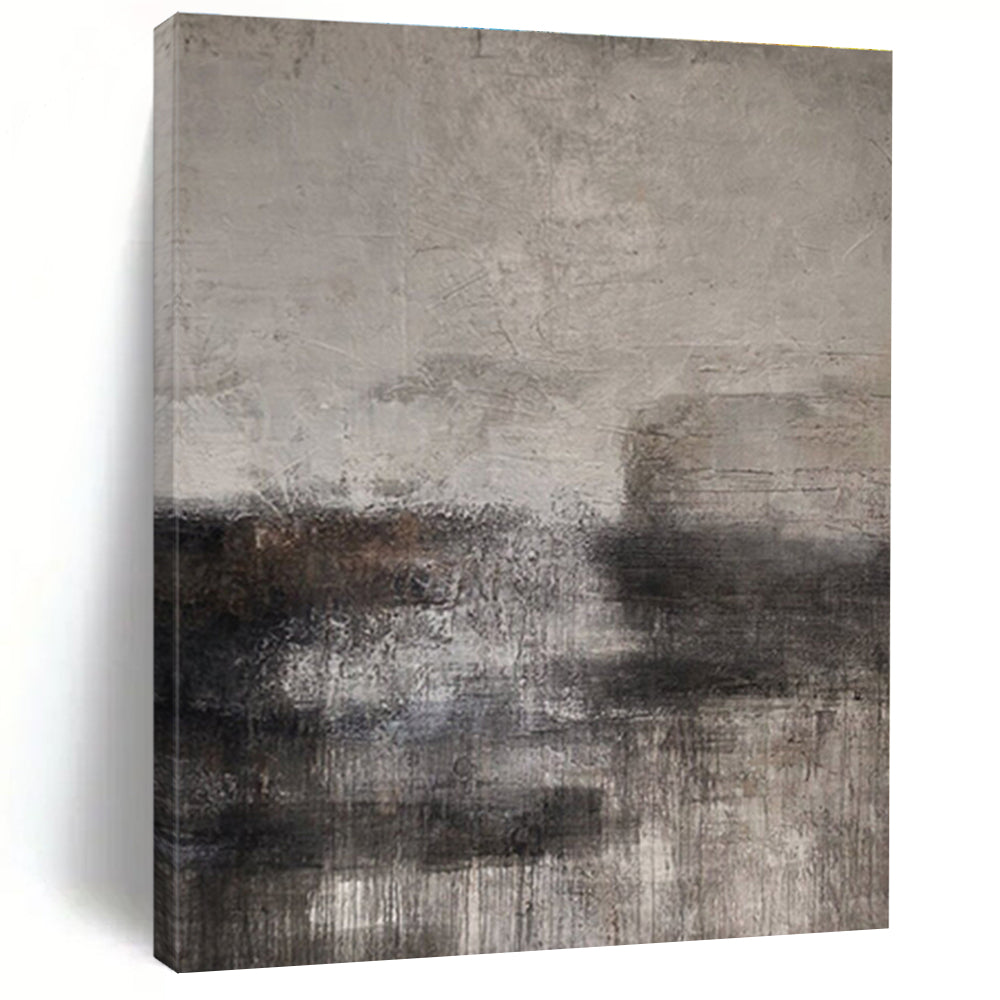 Unique Abstract Art Gray & Black Textured Abstract, Large Contemporary Wall Art HS309