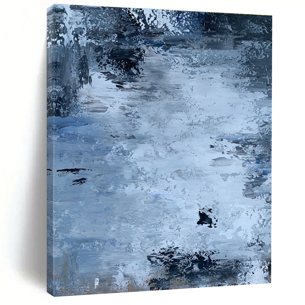Hand-Painted Blue & Gray Textured Abstract, Modern Art Acrylic HS246