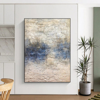 Unique Abstract Art Beige, Pink, and Blue Textured Abstract Art HS628