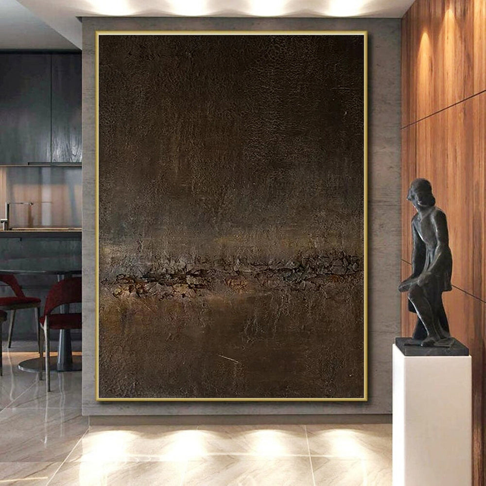Handmade Art Brown Textured Abstract, Minimalist Canvas Art HS314