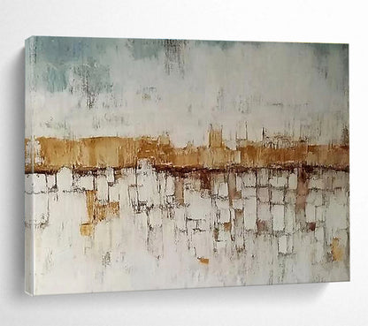 Big Size Brown and White Textured Cityscape Abstract Painting WB241