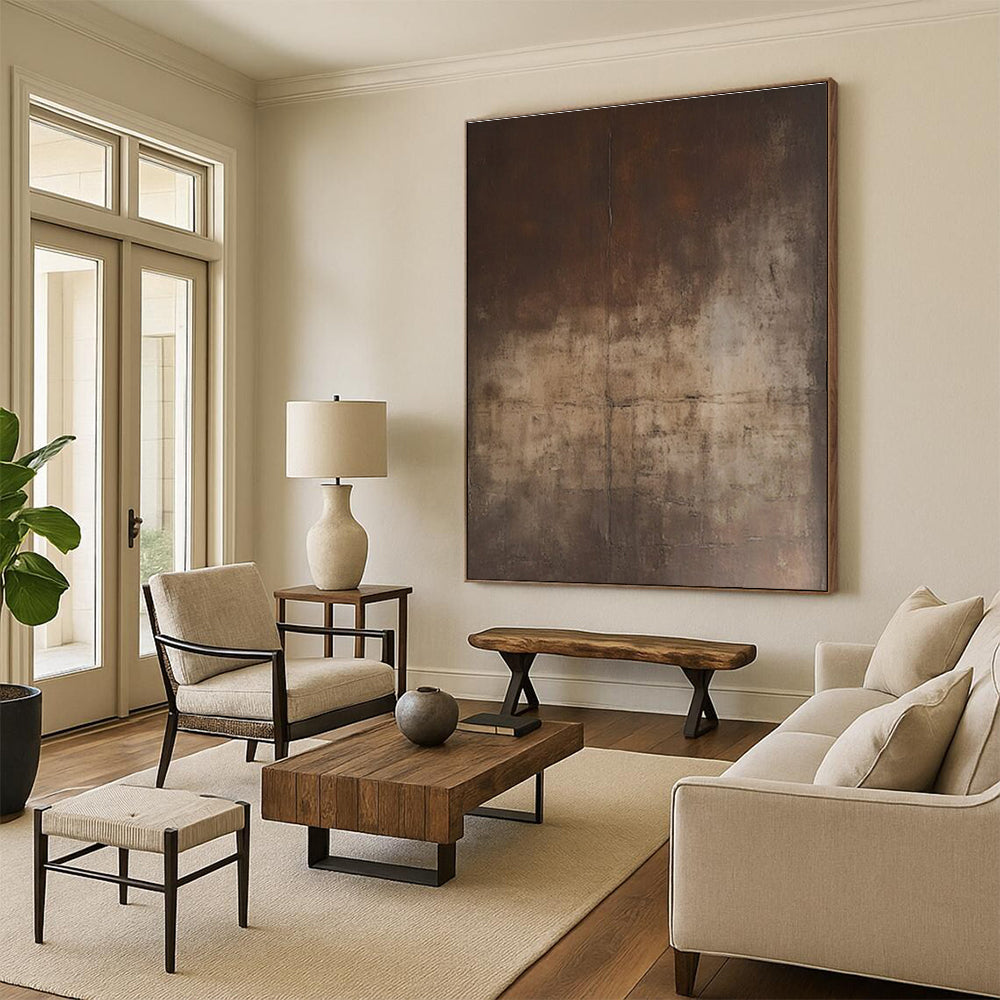 Unique Abstract Art Brown and Beige Textured Abstract Art HS760