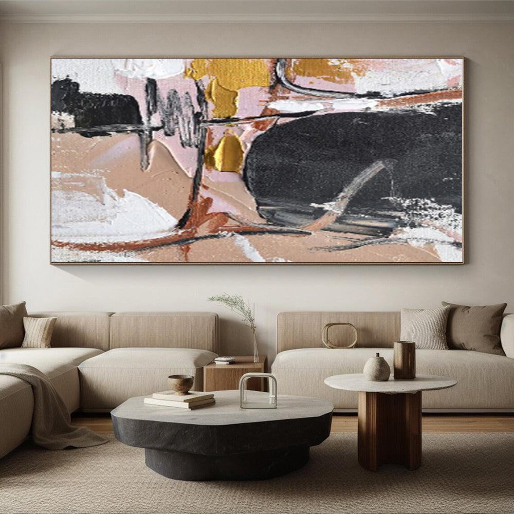 Acrylic Modern Art Paintings with Black, White, Gray Colors, Abstract Geometric Theme HS495