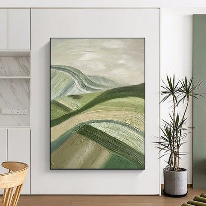 Blue, Gray, and Gold Abstract Sunset Seaside Painting For Sale WS505