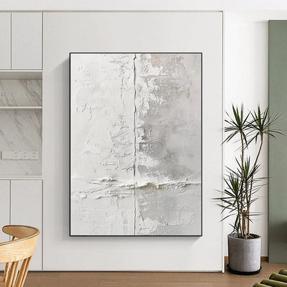 Minimalist Canvas Art White and Gray Textured Abstract Art HS659