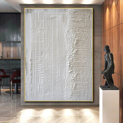 Minimalist Canvas Art White Textured Abstract Painting On Canvas HS789