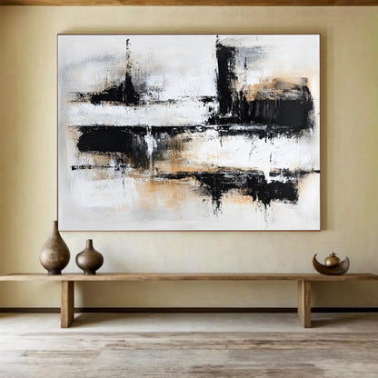 Contemporary Abstract Art with Black, White and Beige Colors, Urban Abstract Theme WB306