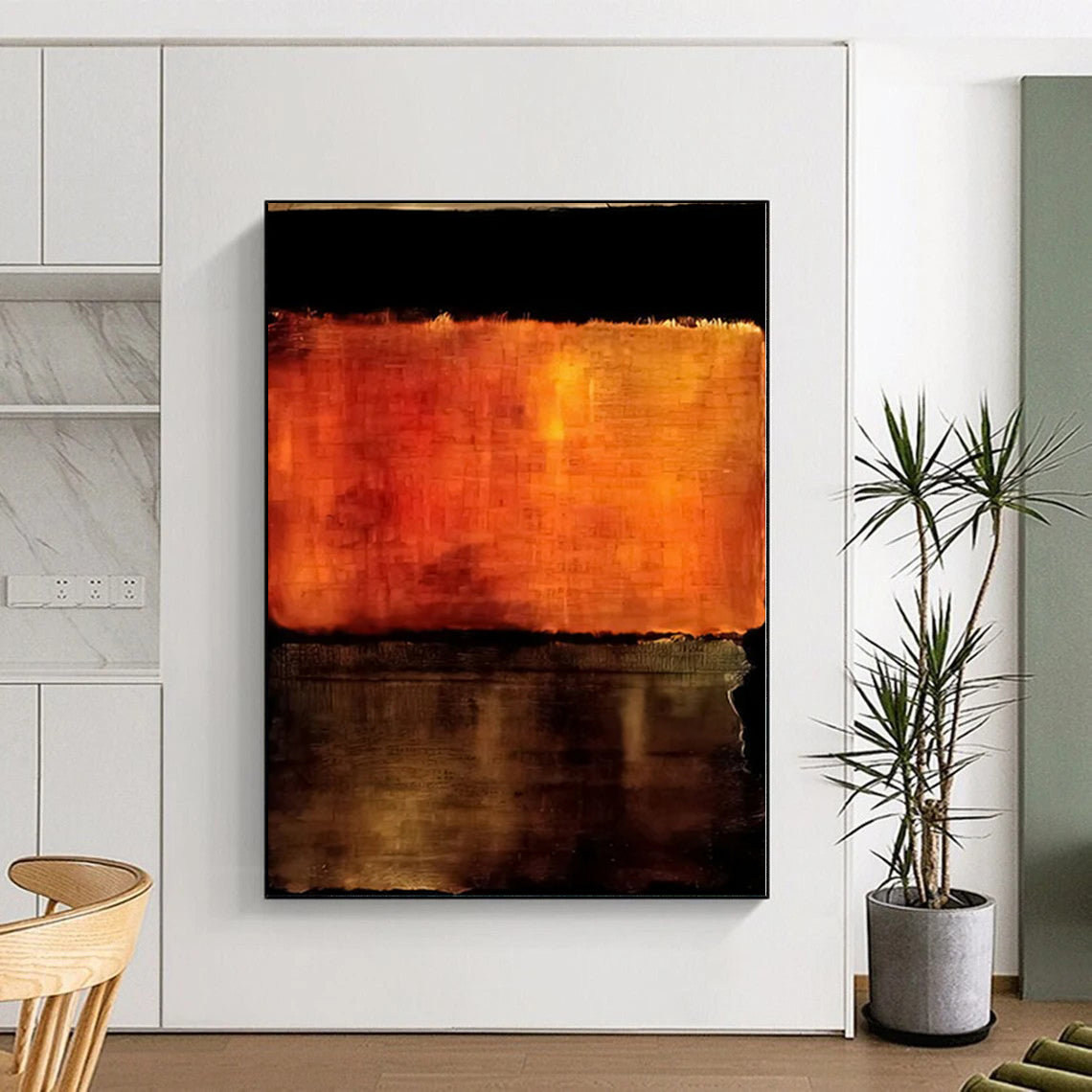 Gaint Canvas Art Orange and Brown Abstract Textured Painting For Sale HS104