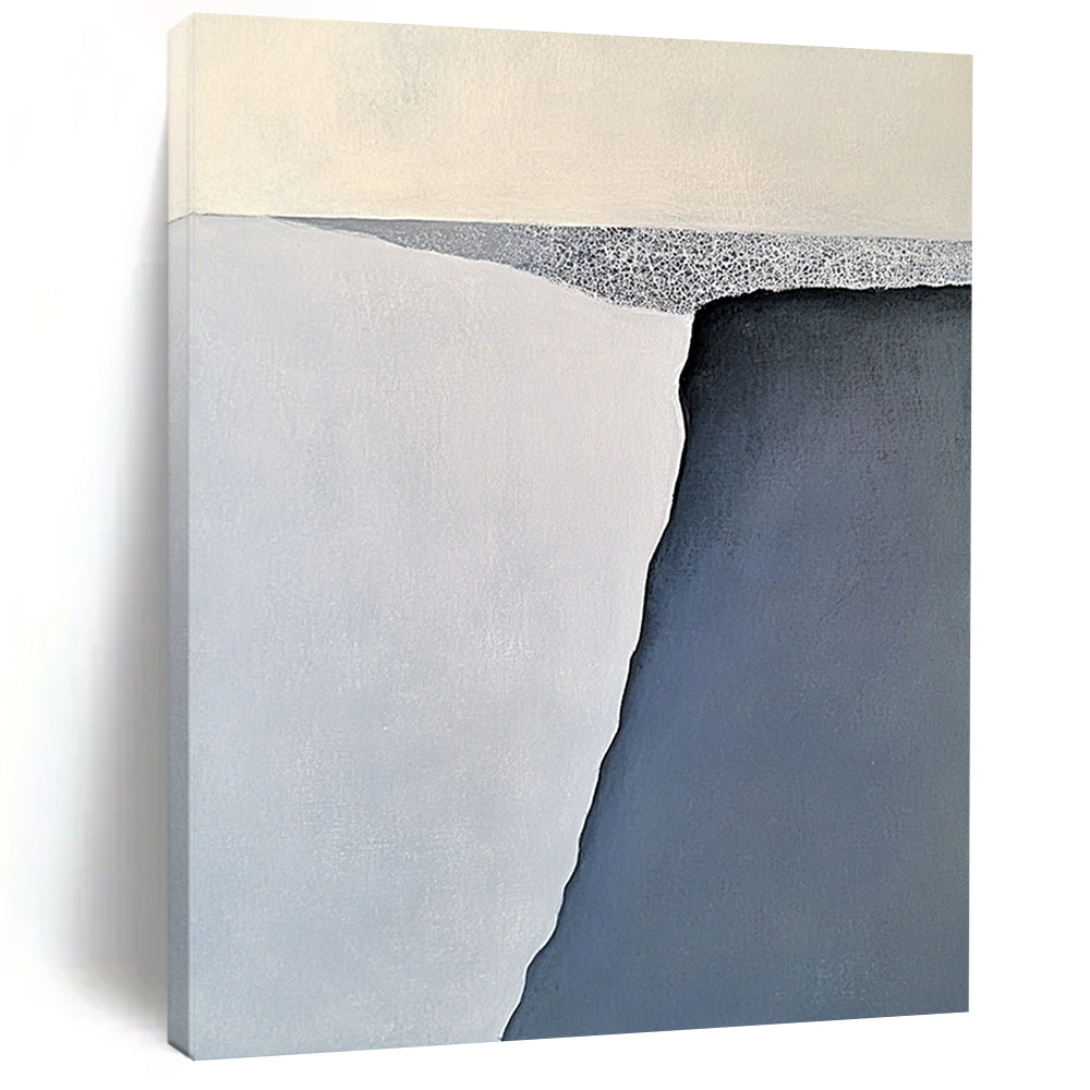 Minimalist Canvas Art Gray and White Abstract Landscape Painting For Sale HS163