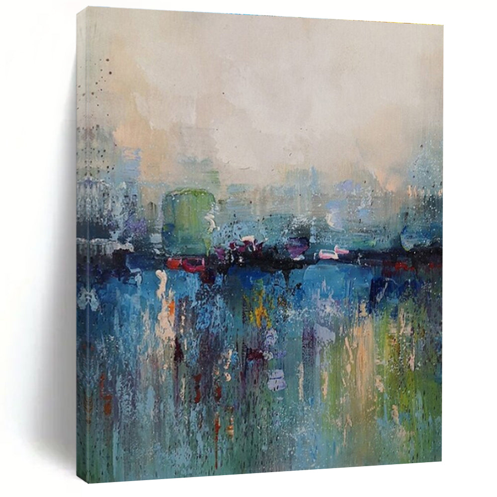 Multicolor Abstract Cityscape Painting For Sale Online WS493