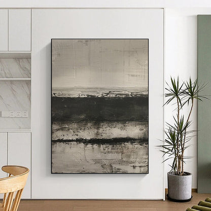 Minimalist Canvas Art Black and White Textured Abstract Art HS762