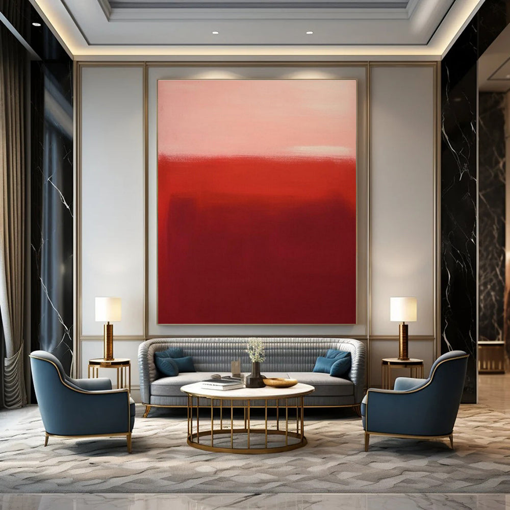Red and Pink Gradient Abstract Minimalist Painting For Sale Online WS485