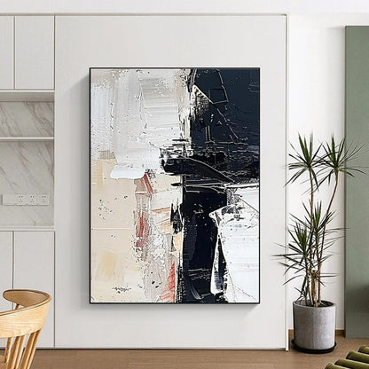 Cool Abstract Paintings Black, White, and Beige Dynamic Abstract Painting On Canvas HS820