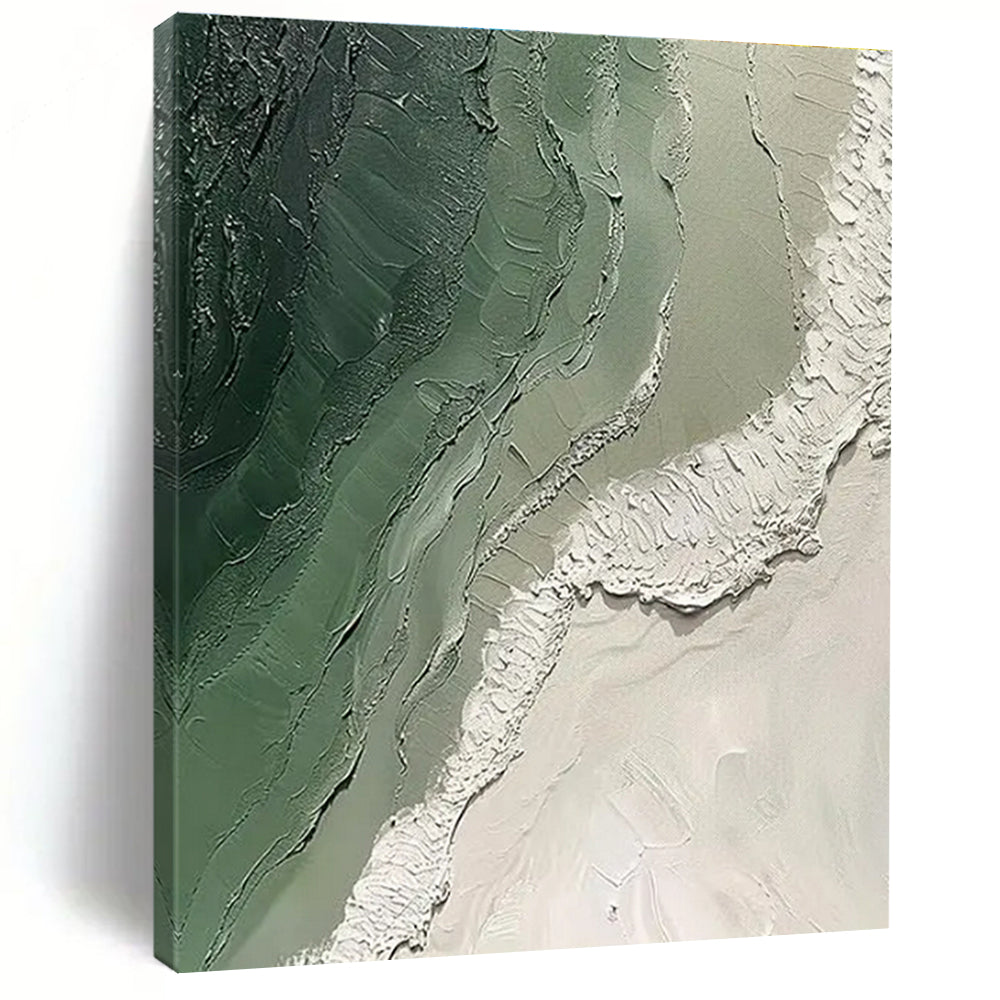 Acrylic Modern Art Paintings Green and White Textured Abstract Painting On Canvas HS816