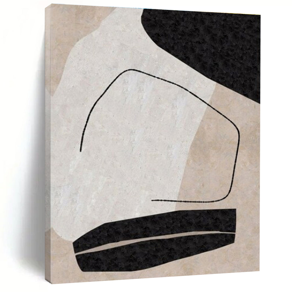 Unique Abstract Art Black, Beige, and White Organic Abstract Art HS700