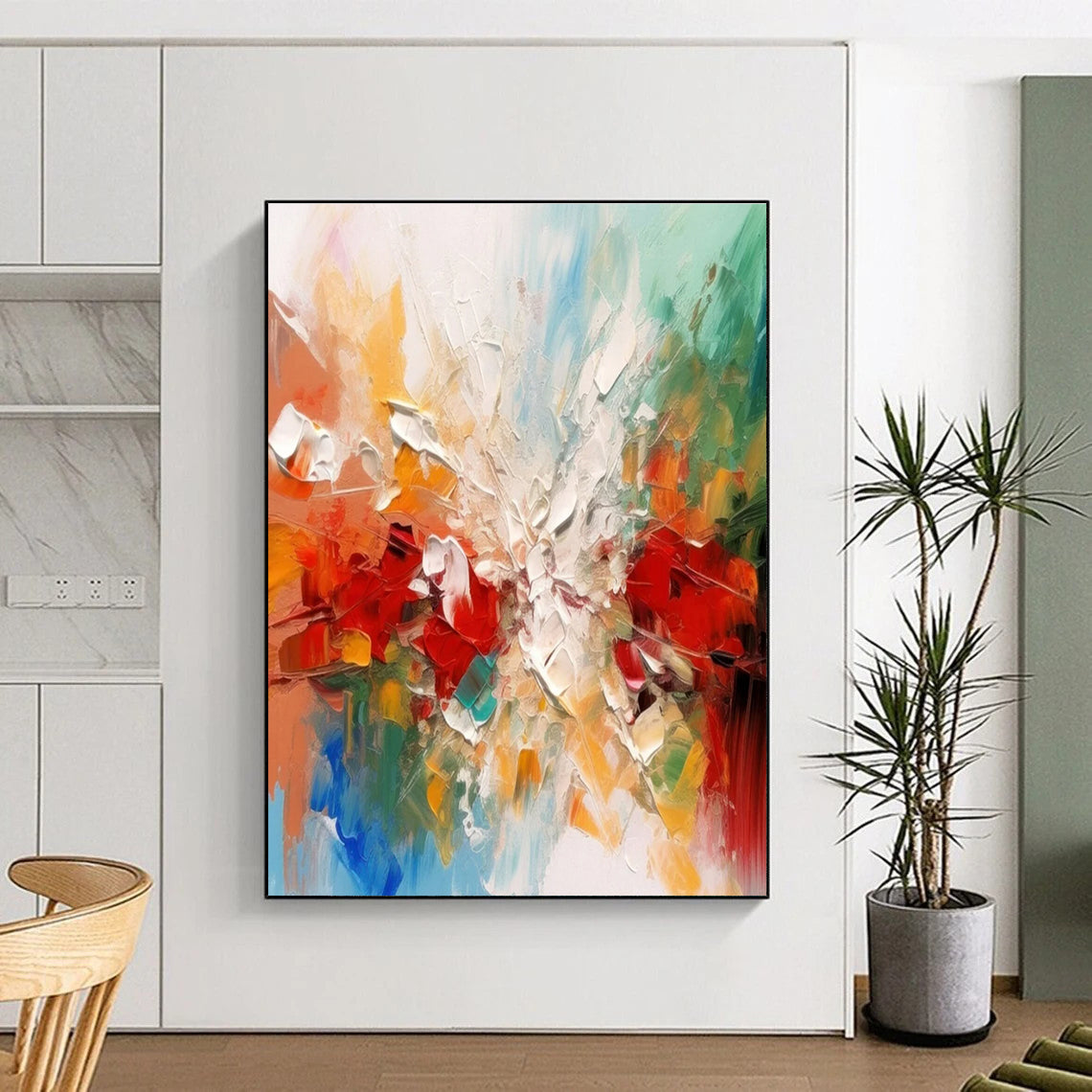 Multicolor Abstract Textured Art For Living Room and Art Studio WS445