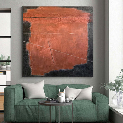 Hand Painted Art Rust and Black Textured Abstract Art HS750