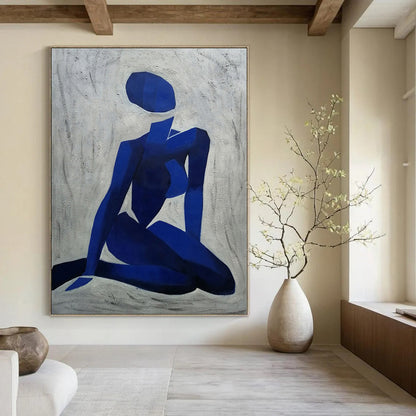 Blue, White Abstract Figurative Art For Bedroom and Art Studio WS426