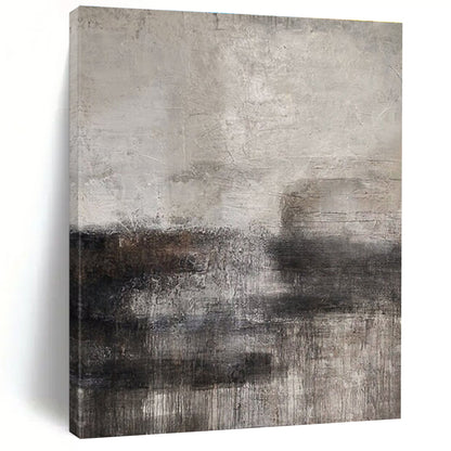 Large Contemporary Wall Art Gray and Black Textured Abstract Landscape HS625