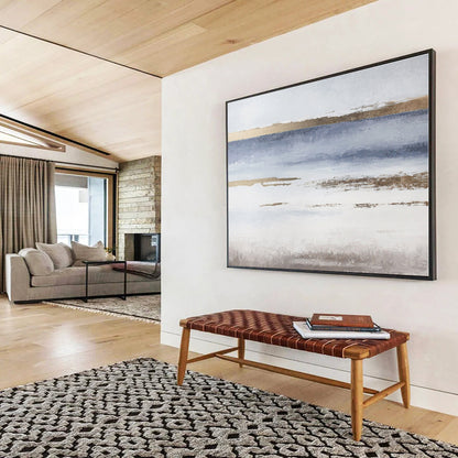 Oversized Canvas Art Blue, Gold and White Abstract Landscape Painting WB116