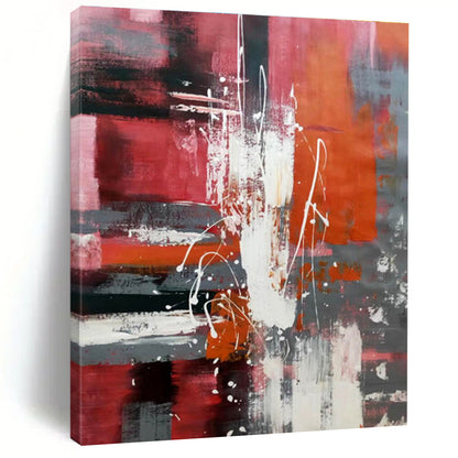 Oversized Abstract Wall Art Red, Orange & Gray Energetic Abstract Art HS400