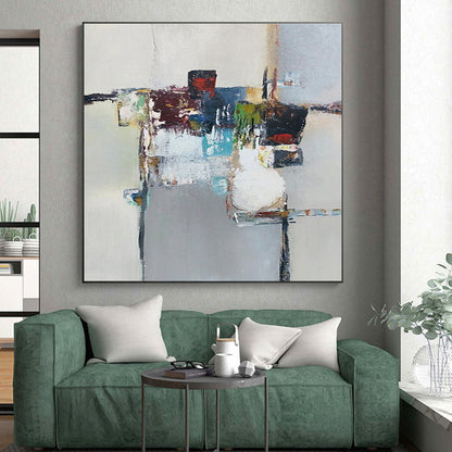 Hand Painting Large Size Modern Art Acrylic with Colorful Geometric Shapes - Large Painting In Living Room HS510