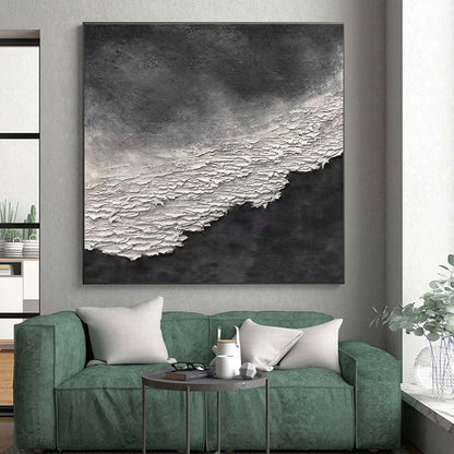 Hand-Painted Black & White Textured Abstract, Modern Art Acrylic HS260